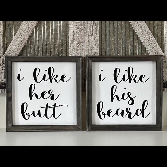 I like Her Butt I Like His Beard sign set - Picture 1 of 1